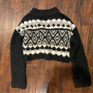 Free People Black and White Cowl Neck Sweater
